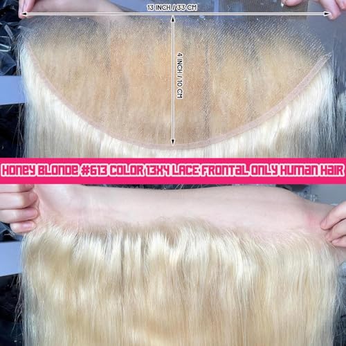 CYSDRH Honey Blonde 13x4 Lace Front Human Hair Frontal 12 Inch Pre Plucked