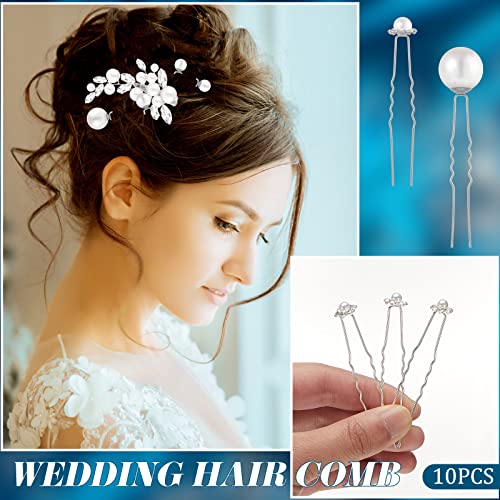Bride Hair Accessories Pearl Crystal Combs Set - Fresh Style 44 Pieces