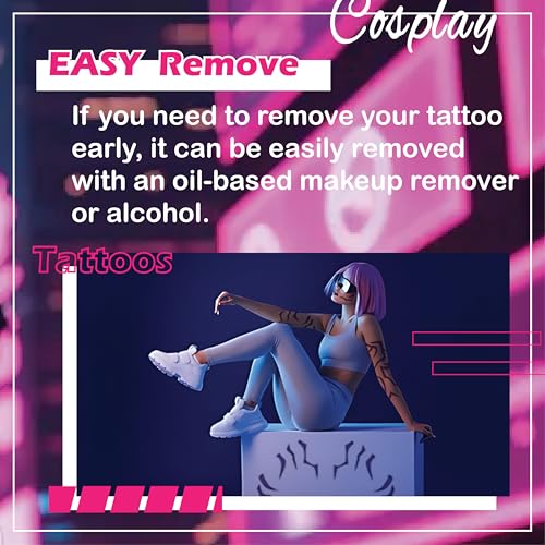 Temporary Tattoos ? Rumii Cosplay Tattoo Stickers | Cosplay Accessories for Halloween & Conventions | Purple