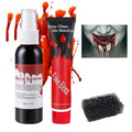 Fake Blood Spray 2.1oz(60 ml) Fake Blood Gel With Spong Washable Fake Blood Makeup for Clothes Face Body,Halloween Special Effects Clown Cosplay Vampire Zombie Makeup Kit