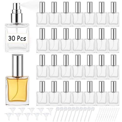 Silver 30ml Glass Refillable Perfume Spray Bottles - Travel Set of 30