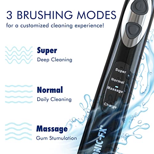 Sonic-FX Solo Electric Toothbrush 3 Pack with Auto-Timer & 2 Brush Heads - Black