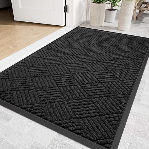 Heavy Duty Indoor Outdoor Front Door Mat 3' x 6' Black Diamond - Durable Entryway Rug