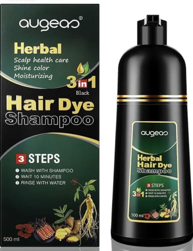 Black Permanent Hair Color Shampoo 500ML - Herbal Fast Cover Gray & White Hair