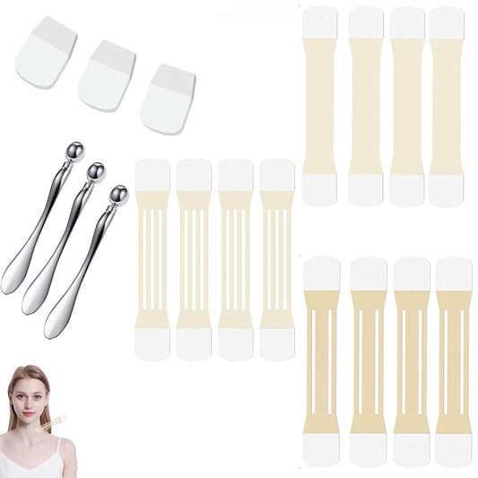 Neck Tapes for Lifting Sagging Skin, Neck Lifting Tape Invisible Face Lift Tape, Faces Necks Liftings Tapes, Instant Necks and Face Lift Strap Patch Tightening (A-3Set60PCS)