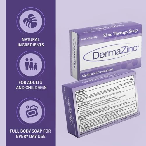 DermaZinc Zinc Therapy Bar Soap 4.25oz Pack for Eczema and Skin Relief