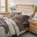 PURE ERA King Jersey Knit Sheet Set Solid Brown - Soft Cotton Bedding