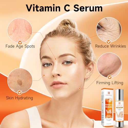 Vitamin C Serum for Mature Skin 1.7 Fl Oz - Hydrating Anti-Aging Face Serum with Hyaluronic Acid & Dark Spot Remover - Variation of THIS listing