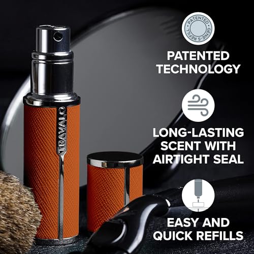 Travalo Milano Perfume Atomizer - Leak-Proof TSA Approved Reusable Mini Spray - Orange Variation