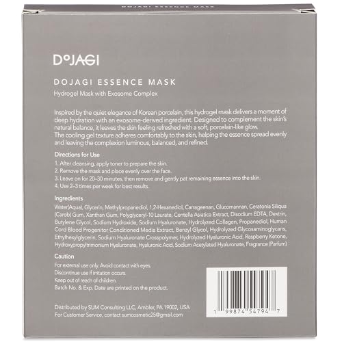 DOJAGI Hydrogel Exosome Face Mask Set - Intensive Hydration & Firming, 5 Sheets