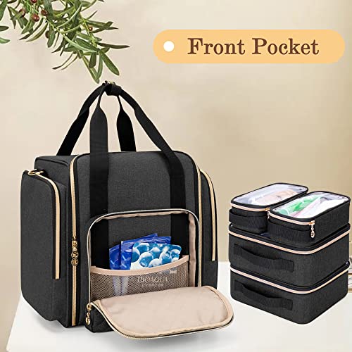 LUXJA Travel Makeup Bag with 4 Inner Removable Cases, Large Cosmetic Bag with Multiple Storage Sections (Patent Design, Bag Only), Black