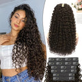 22 Inch Curly Clip-In Hair Extensions - Pack of 6 Dark Brown #4