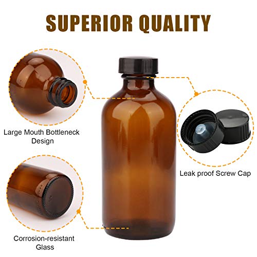 Brown 8oz Amber Glass Bottles with Lids - Reusable UV-Protective Storage (20 Pack)