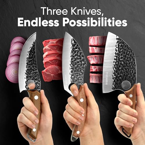 Matsato 3-Piece Kitchen Knife Set with 6.3, 6.3 & 5.8-Inch Knives – Chef, Cleaver & Utility