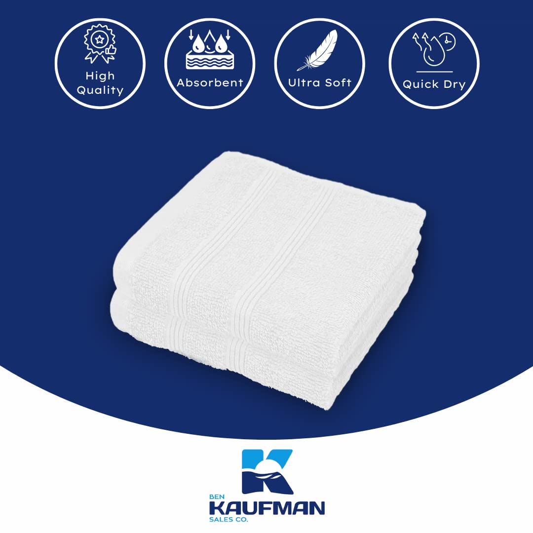 Kaufman - Premium Washcloth Set of 12 (13x13 Inches) 100% Cotton Ring Spun, Highly Absorbent, Durable and Ultra Soft Feel Wash Cloths Essential for Bathroom, Spa, Gym, and Face Towel (12PK)