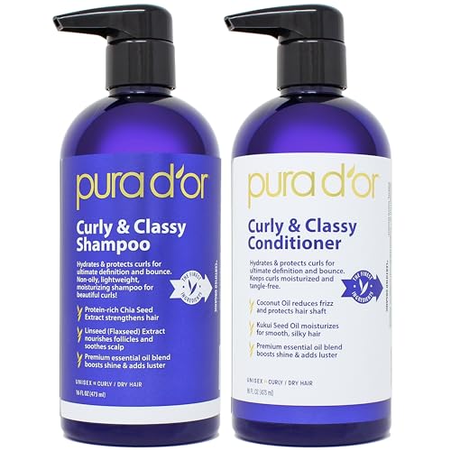 PURA D'OR Curly & Classy Shampoo & Conditioner Set - Combo for Defined Curls