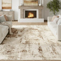 8x10 Washable Modern Abstract Area Rug - Brown Beige Living Room Carpet