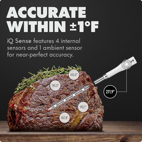 Wireless Meat Thermometer with 2 Probes - Smart WiFi Cooking Sensor for Grill, Oven, BBQ, Smoker, Air Fryer