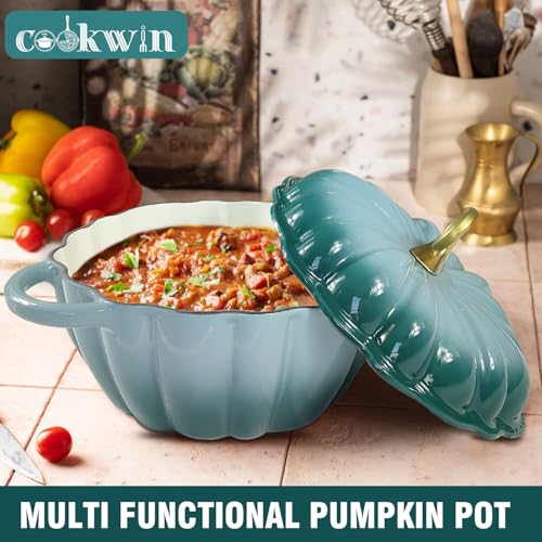 Cyan Pumpkin Enameled Cast Iron Dutch Oven 4.5QT with Lid & Handles