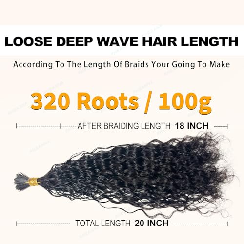 Pre-Divided Deep Wave Human Hair Extensions for Boho Braids - 16 Inch, 160 Roots, Natural Color