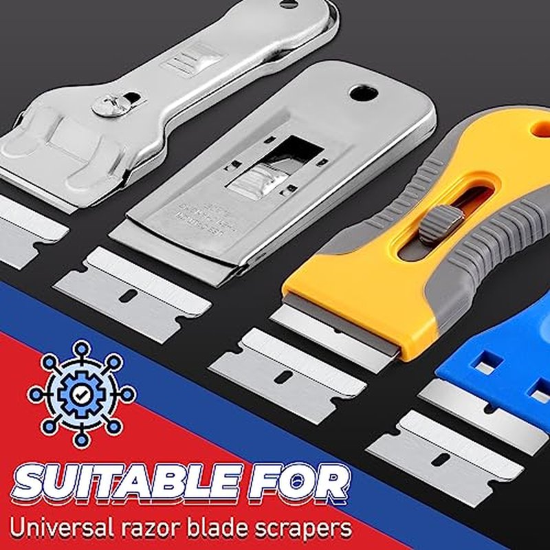 DIYSELF Single Edge Razor Blades, 200 Pcs - High Carbon Steel Razor Blades for Removing Decals, Stickers
