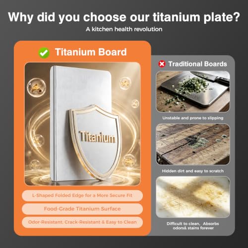 Titanium Cutting Board for Kitchen, Non-Toxic 20 x 16 Inches with Cutting Mat