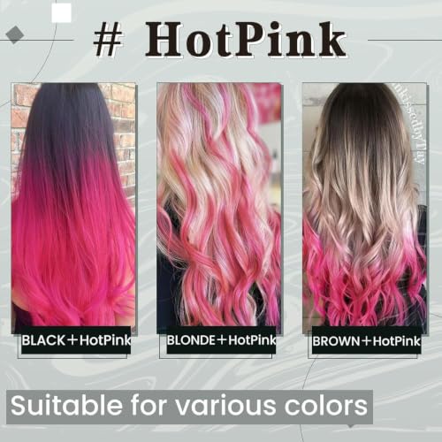 Clip-In Hair Extensions - Hot Pink 16 Inch 30g - Reversible, Tangle-Free, No Damage