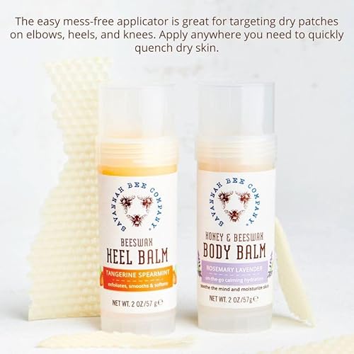 Savannah Bee Company Rosemary Lavender Body Balm - Deep Moisturizing Mess Free Body Balm (Pack of 2)