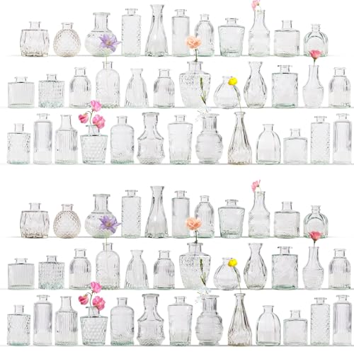 Clear Glass Bud Vase Set - 72 Pcs Small Flower Vases for Centerpieces & Wedding Decor - Yabool