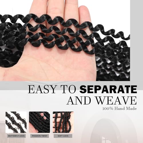 24 Inch Passion Twist Crochet Hair - 8 Packs Water Wave Braiding Extensions - Black 1B#