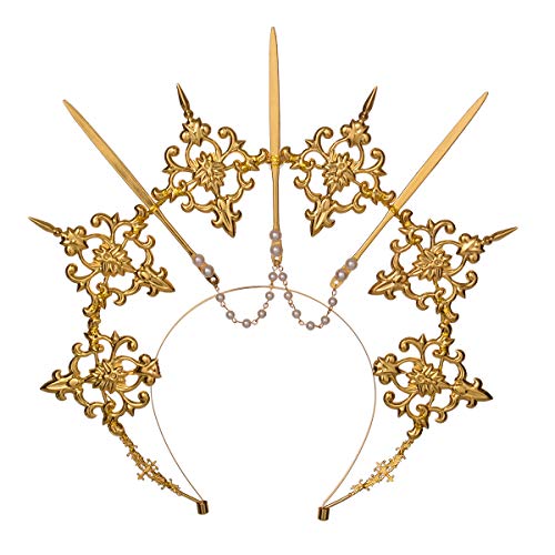 Gold Halo Crown Headband for Women Halloween Costume Accessory - Blessume