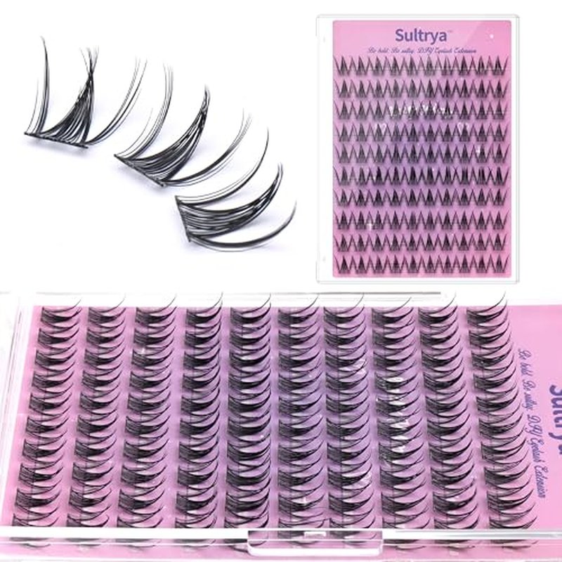 Individual False Eyelashes, 10 Pairs, Natural Black 100pcs with Glue and Tweezers (SnowLotus S08 KIT)