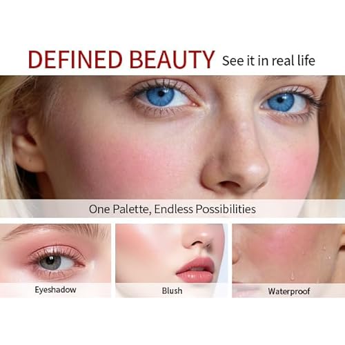 Cream to Powder Blush - Soft Pink Dewy Cheek Tint, Long Lasting Buildable Airbrushed Lip & Cheek Makeup for Mature & Dry Skin, Natural Flush, Cruelty-Free (01 STRAWBERRY MILK, 1 Count)