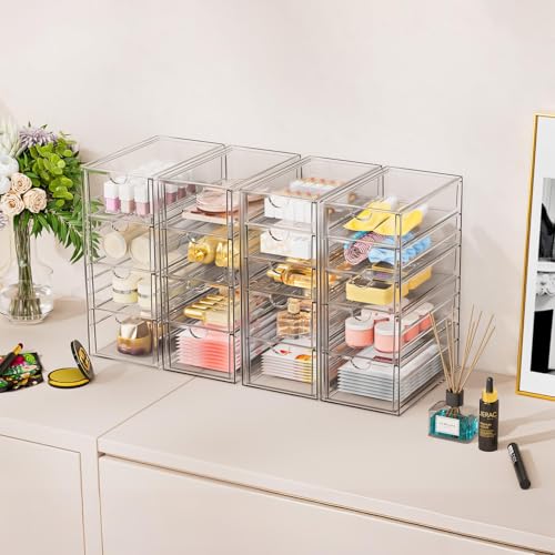 YFXCVSL 6-Pack Acrylic 31-Drawer Makeup & Storage Organizer for Desk