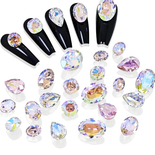Big Nail Rhinestones Set 48PCS Multi-Shape & Color Nail Art Gems - 4 Shapes & 5 Colors