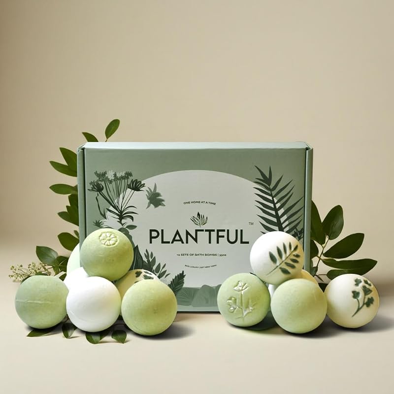Bath Bomb Gift Set - Organic Shea Butter & Essential Oils, 12 Large Handmade Pleasant Scents