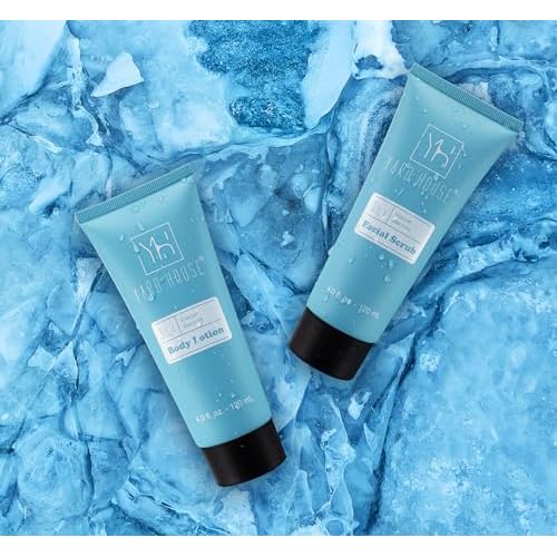 Bath and Body Mens Gift Set - Glacier Absolute - Premium Fathers Day Birthday Christmas Gifts Ideas For Him - Skin Care Kits For Men in Leather Toiletry Bag w. Full Size Items