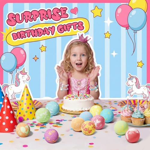 Sanyi 12pcs Unicorn Bath Bombs for Kids with Bracelet Inside, Gift