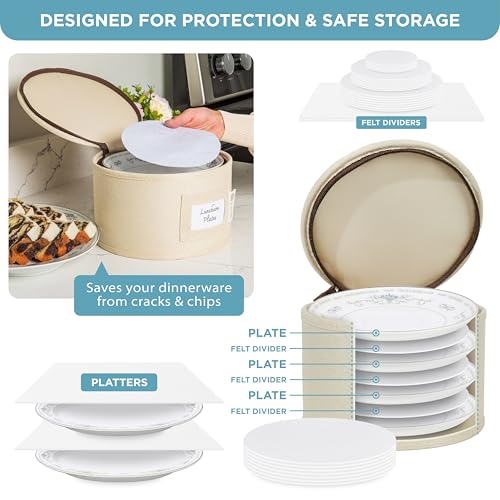 8 Pack Beige Storage Hard Shell Containers - Padded Dishware Moving Boxes