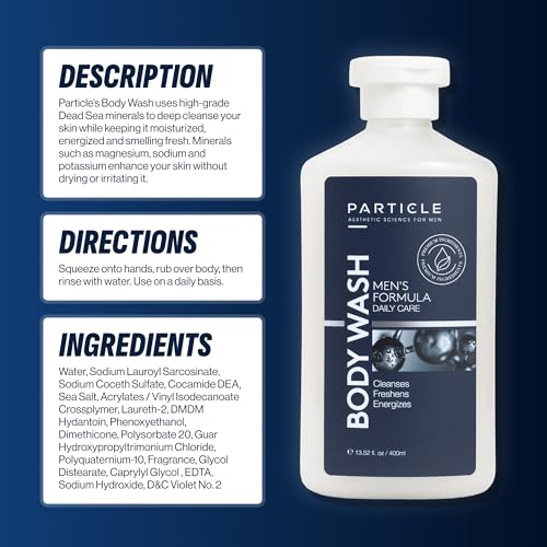 Men’s Body Wash with Dead Sea Minerals - Hydrating Shower Gel & Cleanser, Fresh Citrus Woody Scent, 13.52 fl oz