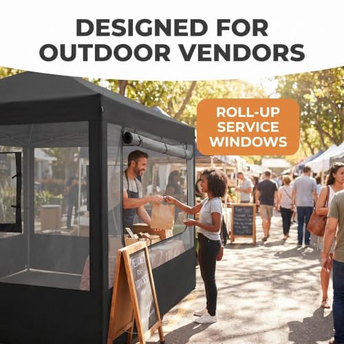 Outdoor Food Tent Sidewalls - Breathable Mesh Canopy Walls with Zipper & Windows, 10x10 ft, No Frame Included