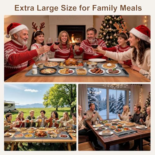 Gray Extra Large Food Warming Mat 47.2x15 inches 700W Electric Buffet Warmer