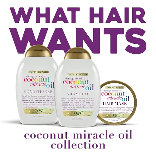 OGX Extra Strength Damage Remedy + Coconut Miracle Oil Conditioner for Dry,Frizzy or Coarse Hair,Hydrating & Flyaway Taming Conditioner,Paraben-Free,Sulfate-Free Surfactants,25.4 Fl Oz,(Pack of 2)