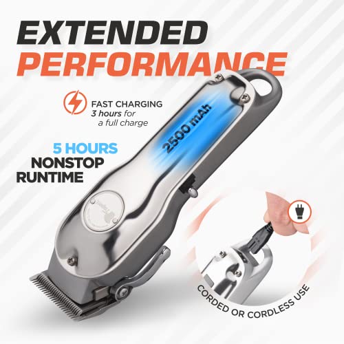 Fagaci Cordless Hair Clippers for Men & Women - Silver, Professional Grooming Tool