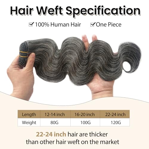 Benafee Grey White Sew-In Hair Extensions 12 Inch Body Wave Remy Human Hair