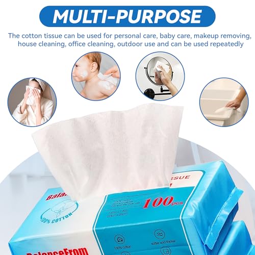 Elevon Soft Face Towels, 100% Natural Cotton Facial Tissue Makeup Towels, 100 Tissues per Bag, (36 Bags Total)