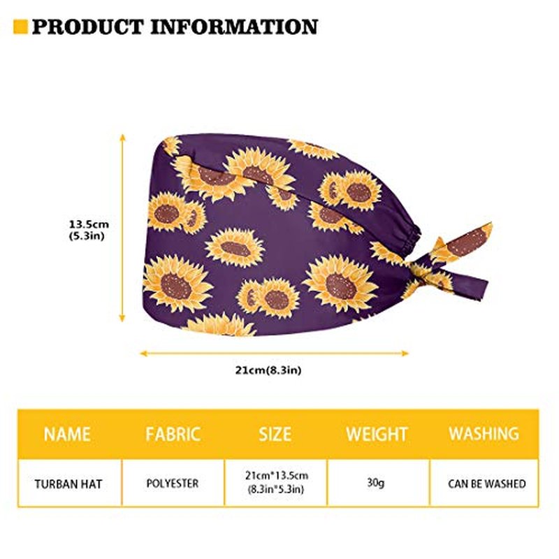 Belidome Scrub Hats Women Bouffant Long Hair Covering Headgear 4 Pcs Fashional Cap