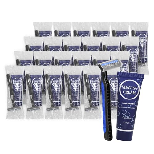 Disposable Travel Razor Set with Shaving Cream - 30 Pack