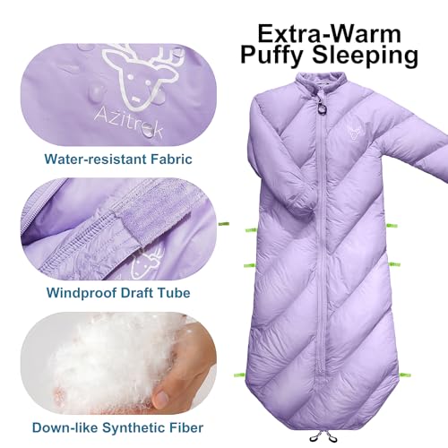 Lavender Purple Walkable Toddler Sleeping Bag for Kids 2T-4T - Puffy Camping Sack