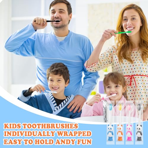 Disposable Kids Toothbrush Set with Suction Cups - 40 Pack, Animal Design, Travel Friendly